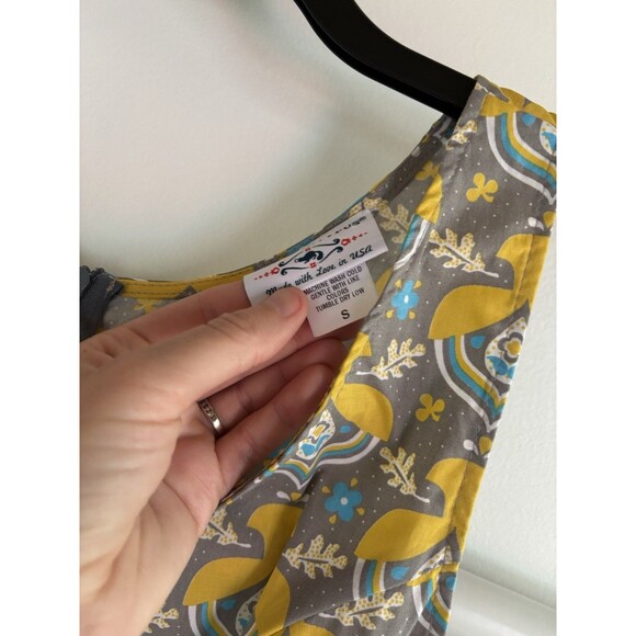 Blue platypus Zip Dress Dress Gray Teal Yellow Small Made In USA - Picture 3 of 7